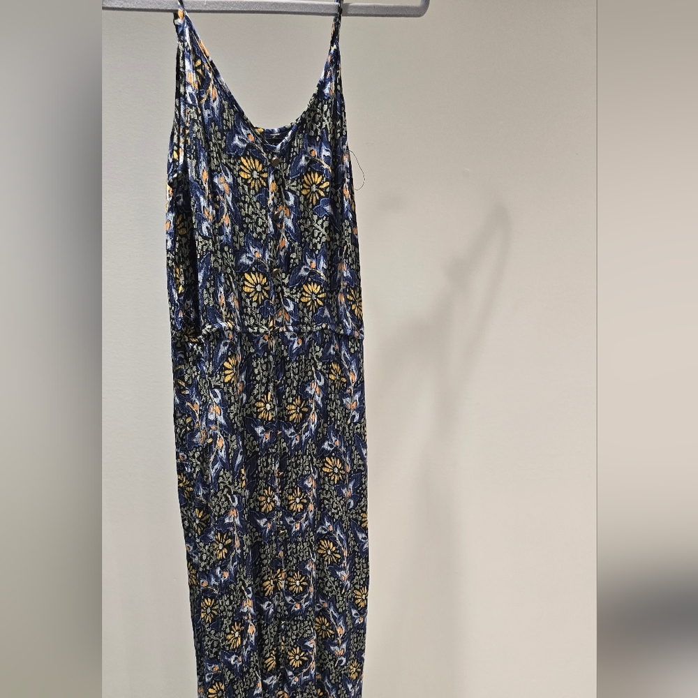 Floral Blue and Yellow Maxi Dress w/ Split Front, Brand: Sangria, Size Small. - Picture 3 of 9